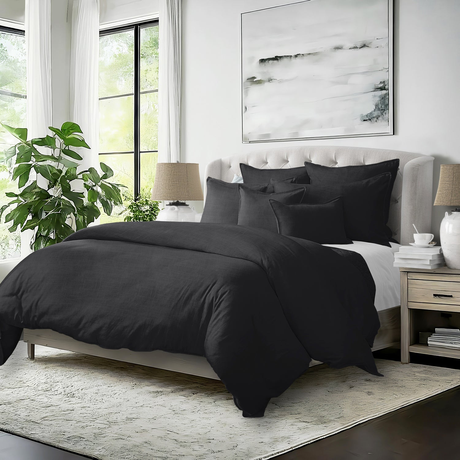Couvre-lit Elsie ébène fait au Canada - Colcha Linens