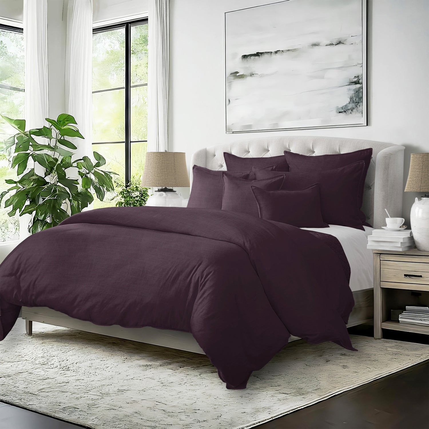 Couvre lit Elsie aubergine - fabriqué au Canada par Colcha Linens