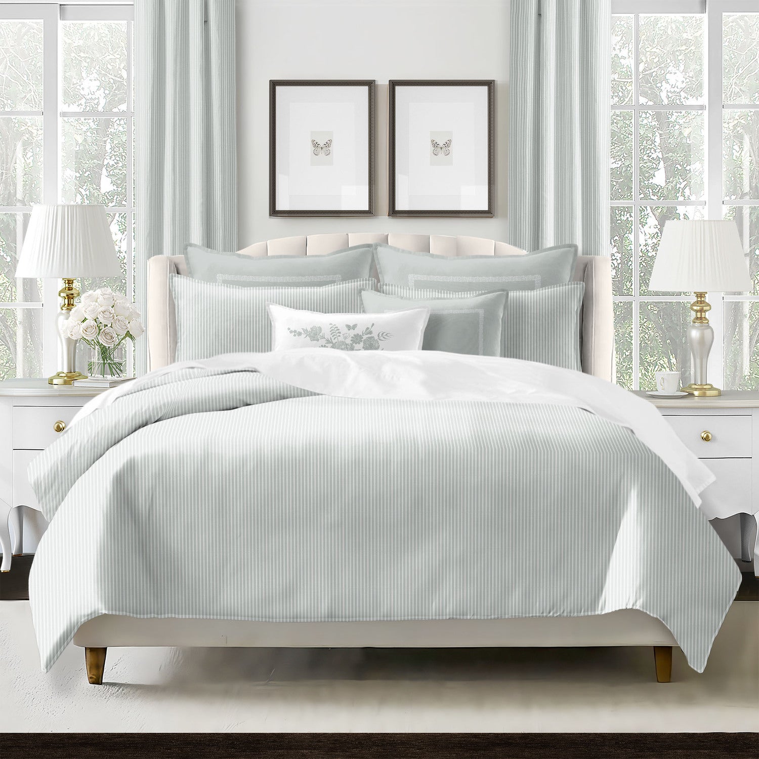 Ensemble couvre-lit RUBEN ( Vert Sauge ) ( Fait au Canada ) - Par Colcha Linens couvre-lits ,disponible chez Literie-Déco et moi