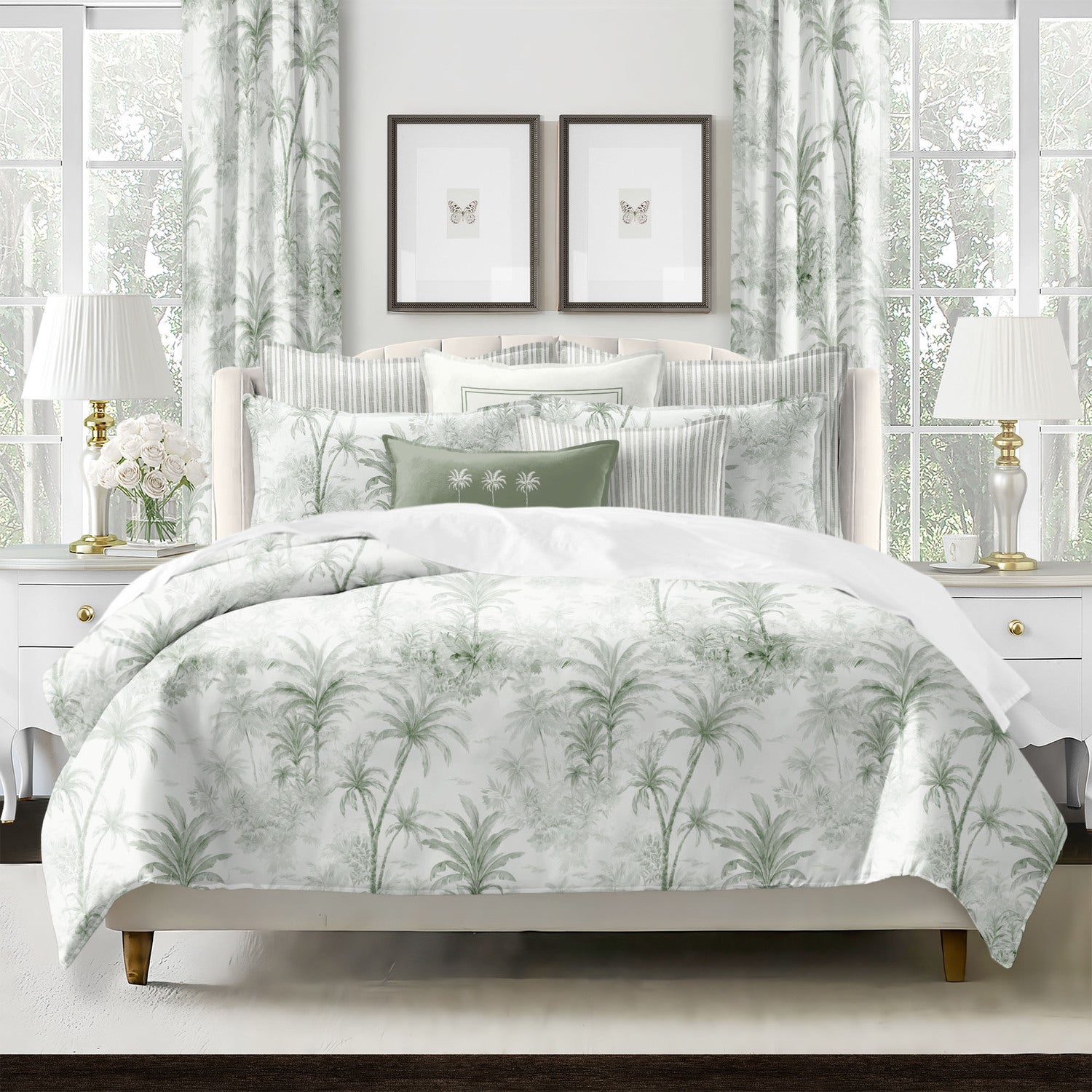FAIT AU CANADA- Modèle PALMORA (Vert ) - Par Colcha Linens Douillette ,disponible chez Literie-Déco et moi