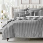 Couvre-lit Walker rayé gris fabriqué au Canada - Colcha Linens