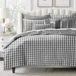 Couvre lit Walker Check gris fabriqué au Canada par Colcha Linens