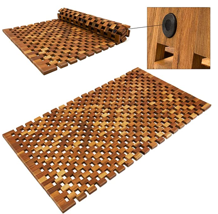 Tapis de bain texture boisée