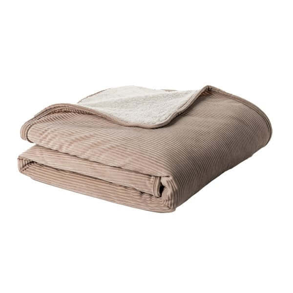 Jeté en velours côtelé taupe CORDUROY - Par Brunelli Jeté ,disponible chez Literie-Déco et moi