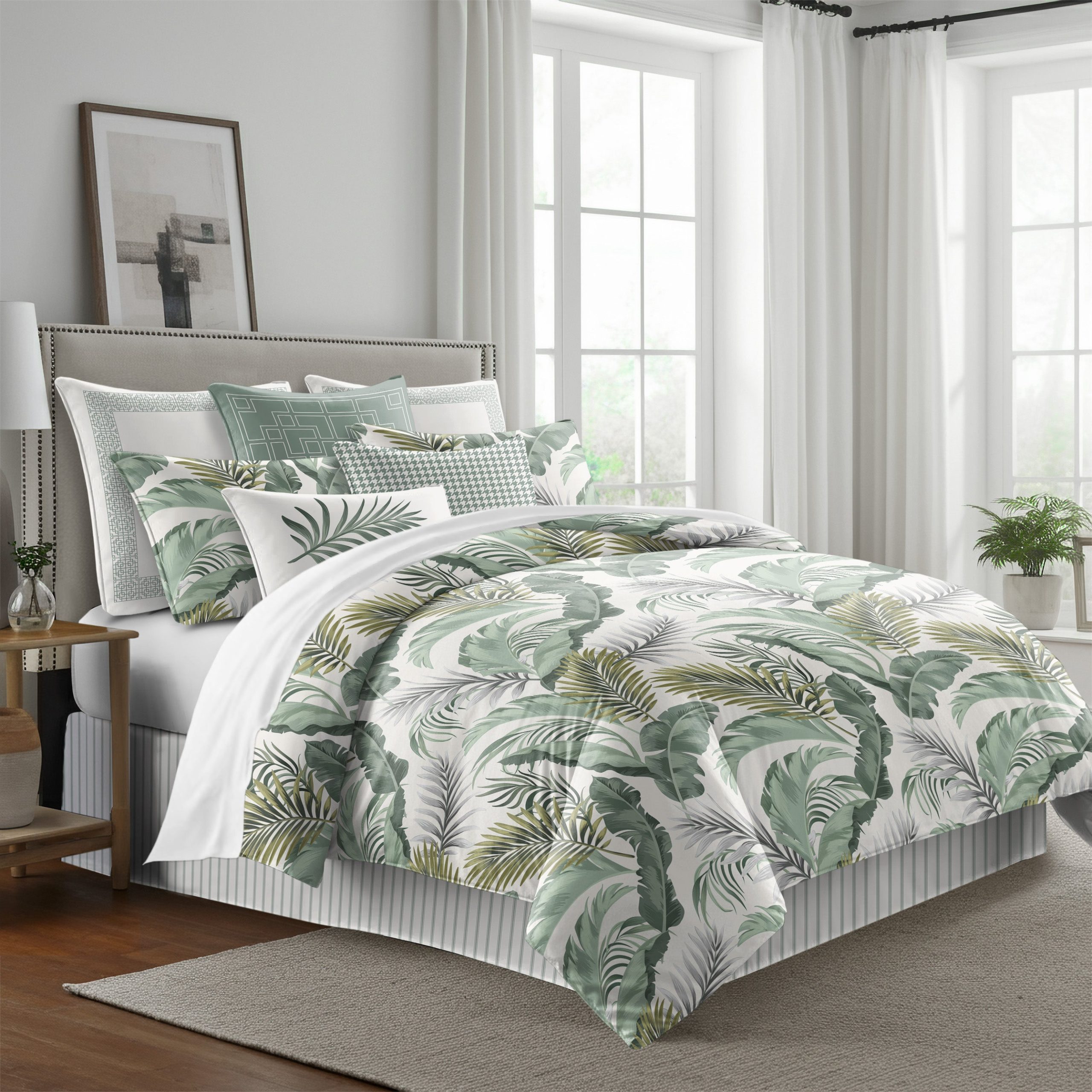 Couvre lit Vert Frondosa fabriqué au Canada par Colcha Linens
