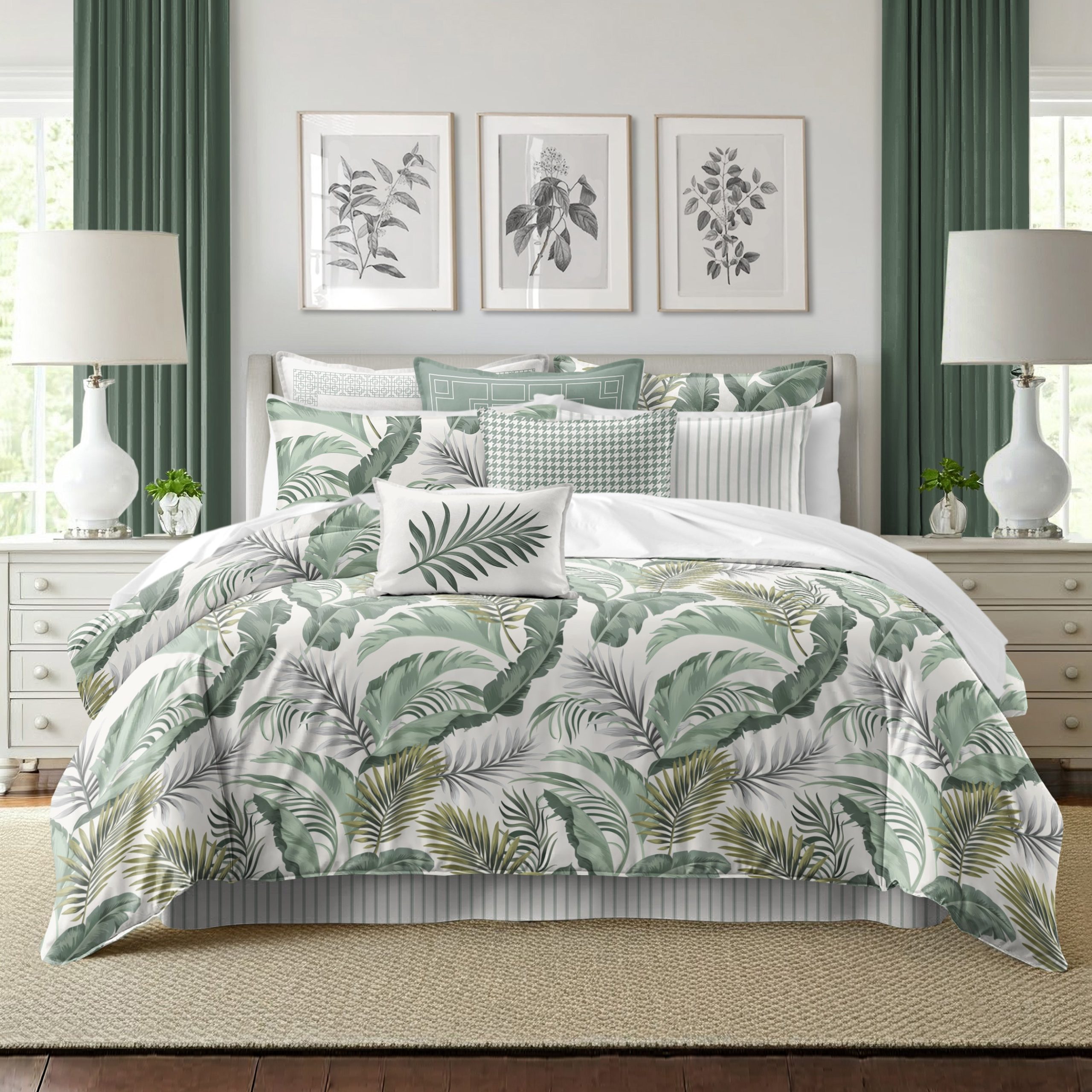 Couvre lit Vert Frondosa fabriqué au Canada par Colcha Linens – Image 3