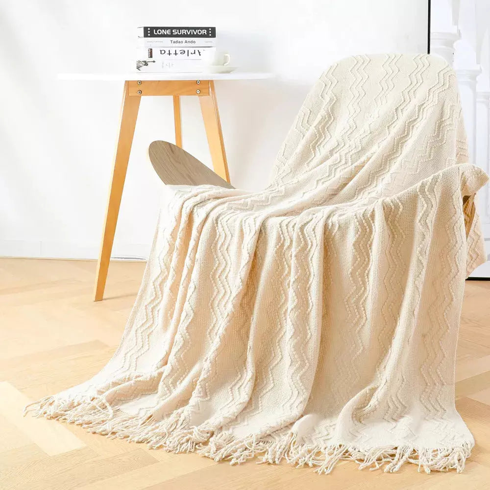 plaid fin canapé | Designix - Beige 127x172cm - https://designix.fr/