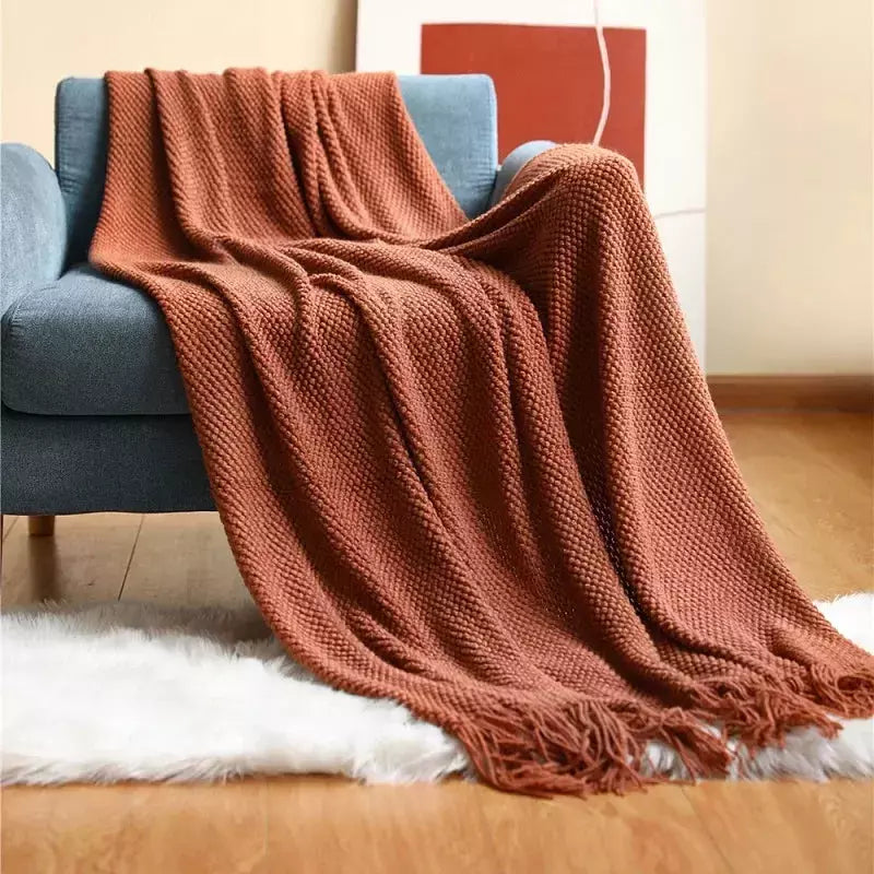 plaid jeté de canapé | Designix - corn Brick red 127x172cm CHINA - https://designix.fr/