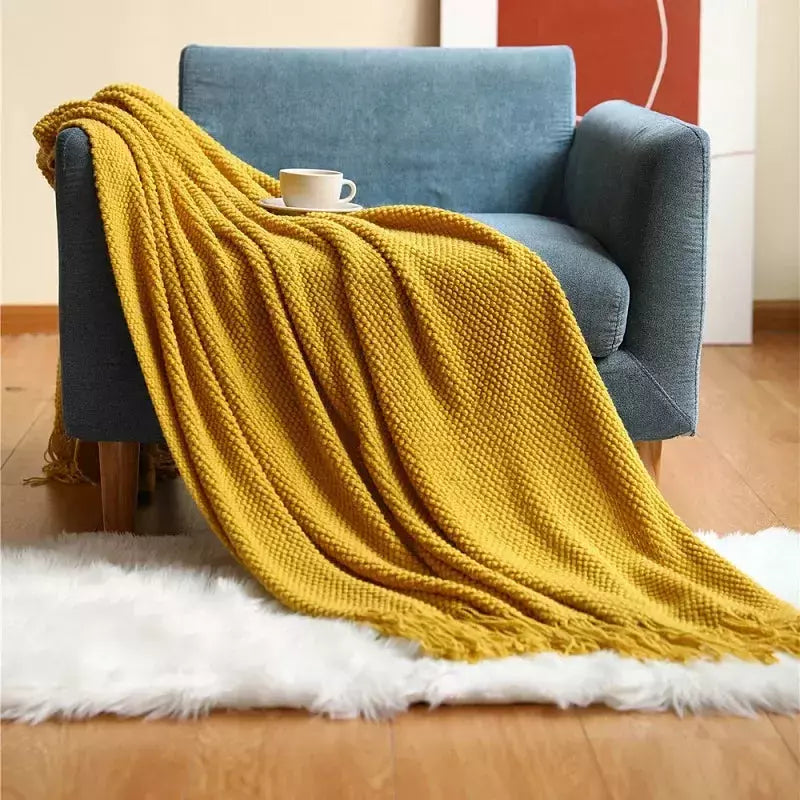 plaid jeté de canapé | Designix - corn yellow 127x172cm CHINA - https://designix.fr/