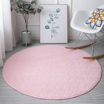Tapis salle de bain rond 100 cm rose