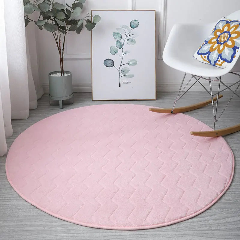 Tapis salle de bain rond 100 cm rose