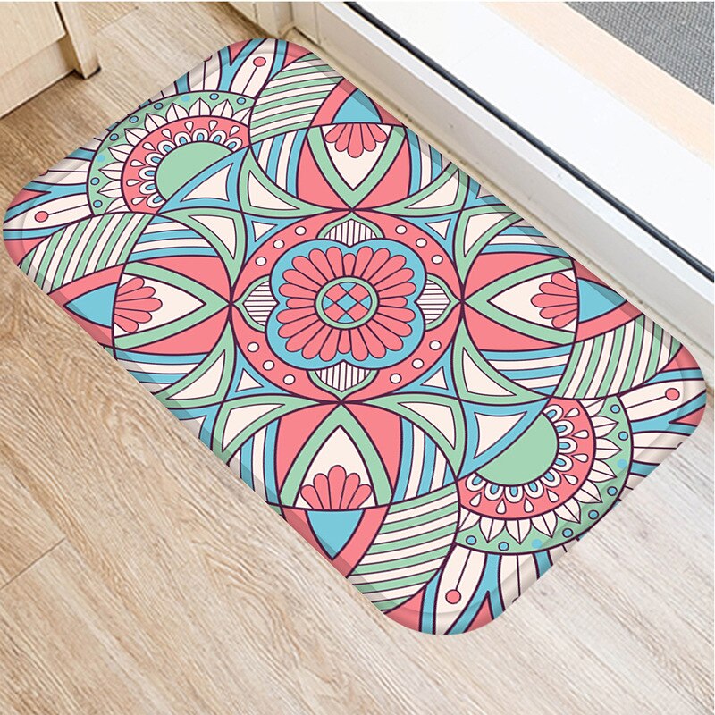 Tapis salle de bain bohème géométrique