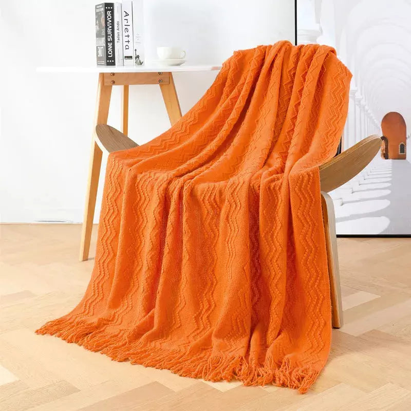 plaid fin canapé | Designix - Orange 127x172cm - https://designix.fr/