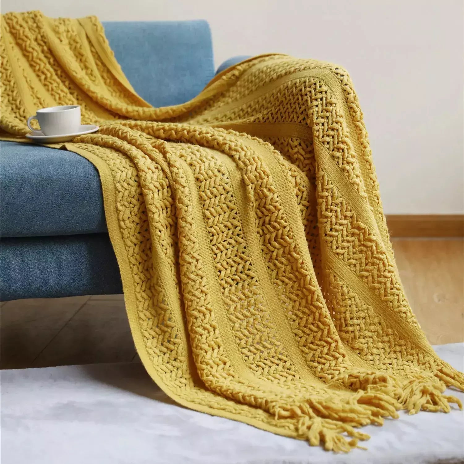 grand plaid à motif | Designix - Mess yellow 130x230cm CHINA - https://designix.fr/