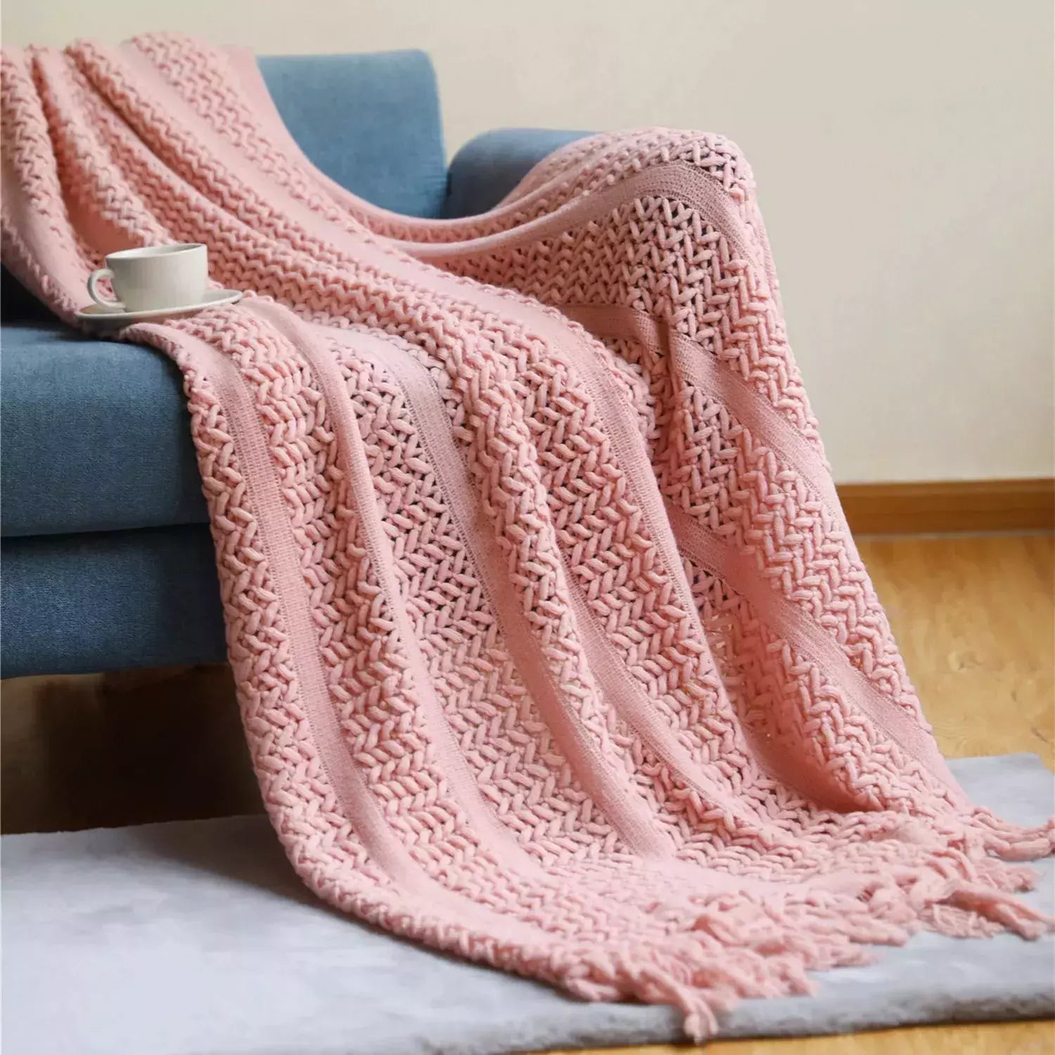 grand plaid à motif | Designix - Mess pink 130x230cm CHINA - https://designix.fr/