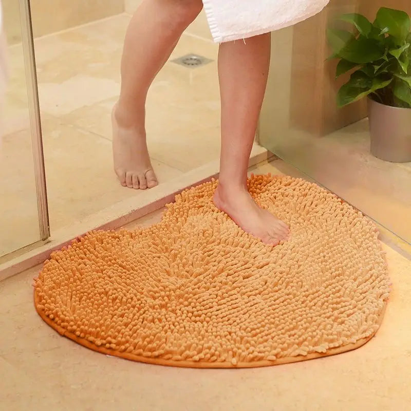 Tapis de bain coeur orange