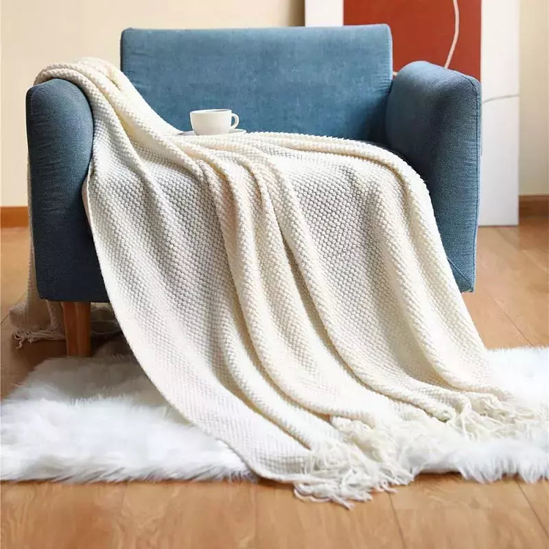 plaid jeté de canapé | Designix - corn cream white 127x172cm CHINA - https://designix.fr/