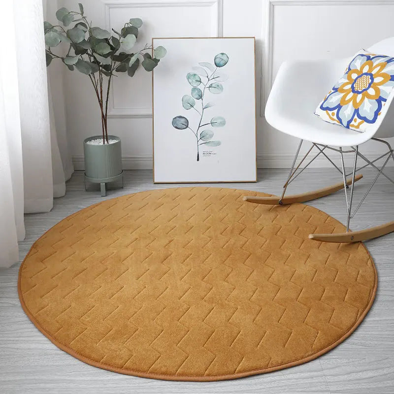 Tapis salle de bain rond 100 cm camel
