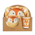 Vaisselle assiette couverts bébé - Fibre de bambou - Thème cerf