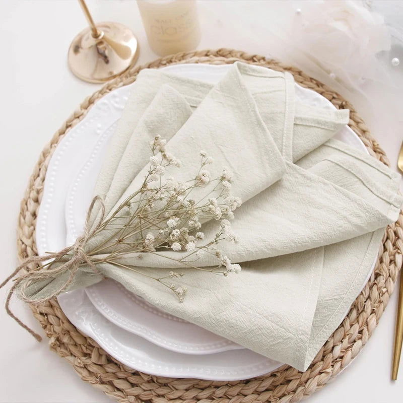 Serviette de table beige en polyester - pack de 6/12/24 – Image 4