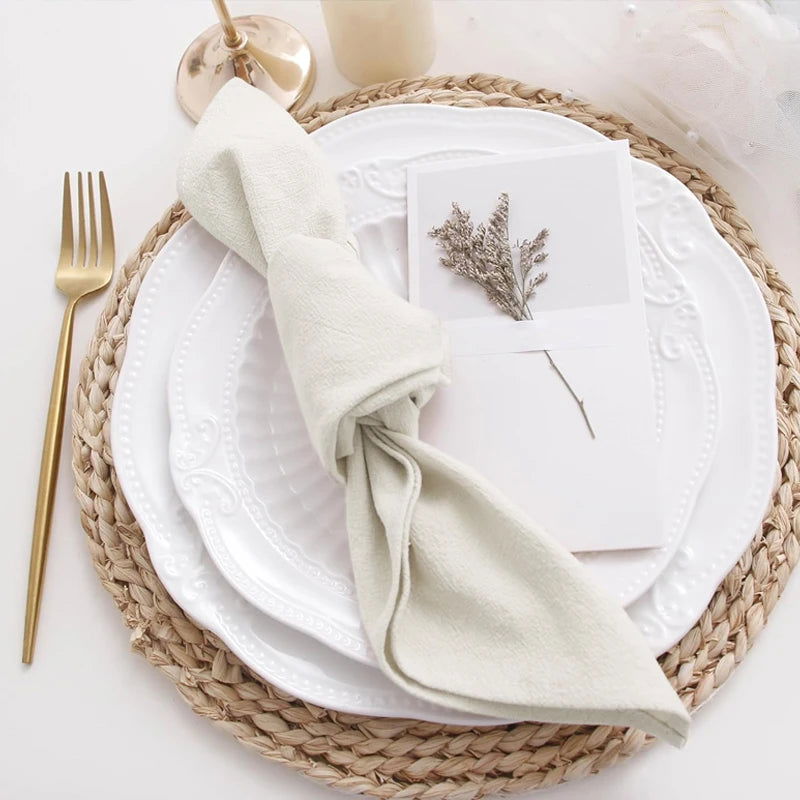 Serviette de table beige en polyester - pack de 6/12/24 – Image 7