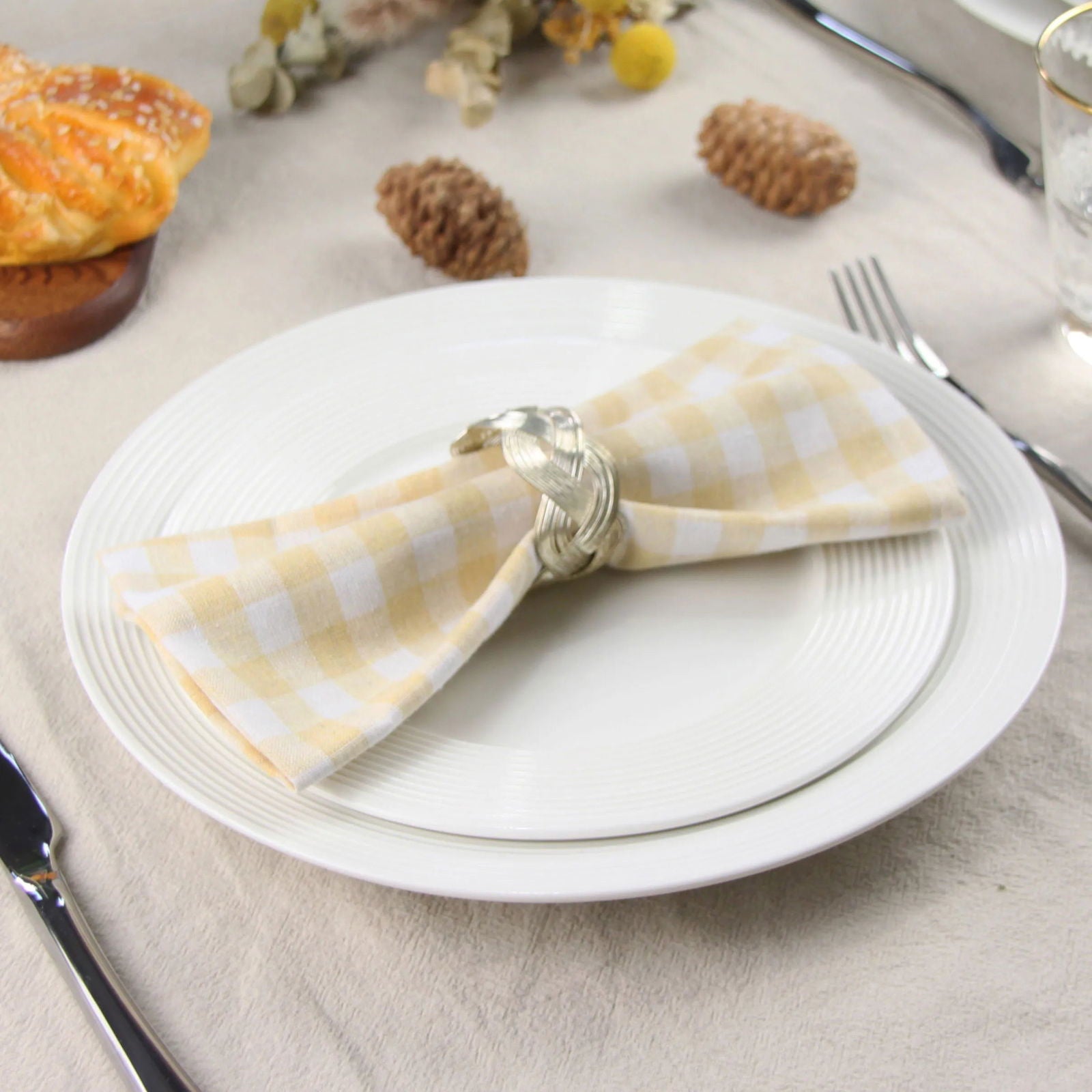 Serviette de table ensemble de 12 tartan en polycoton – Image 8