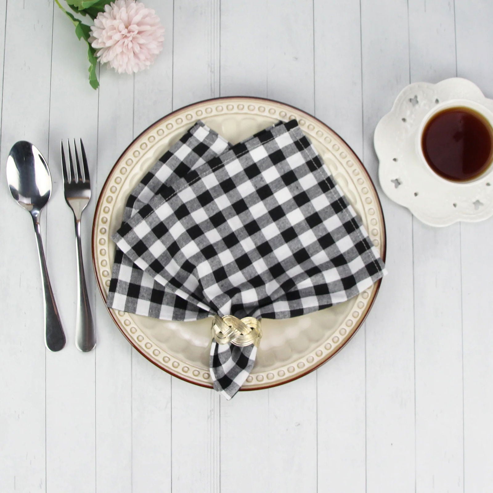 Serviette de table ensemble de 12 tartan en polycoton – Image 10
