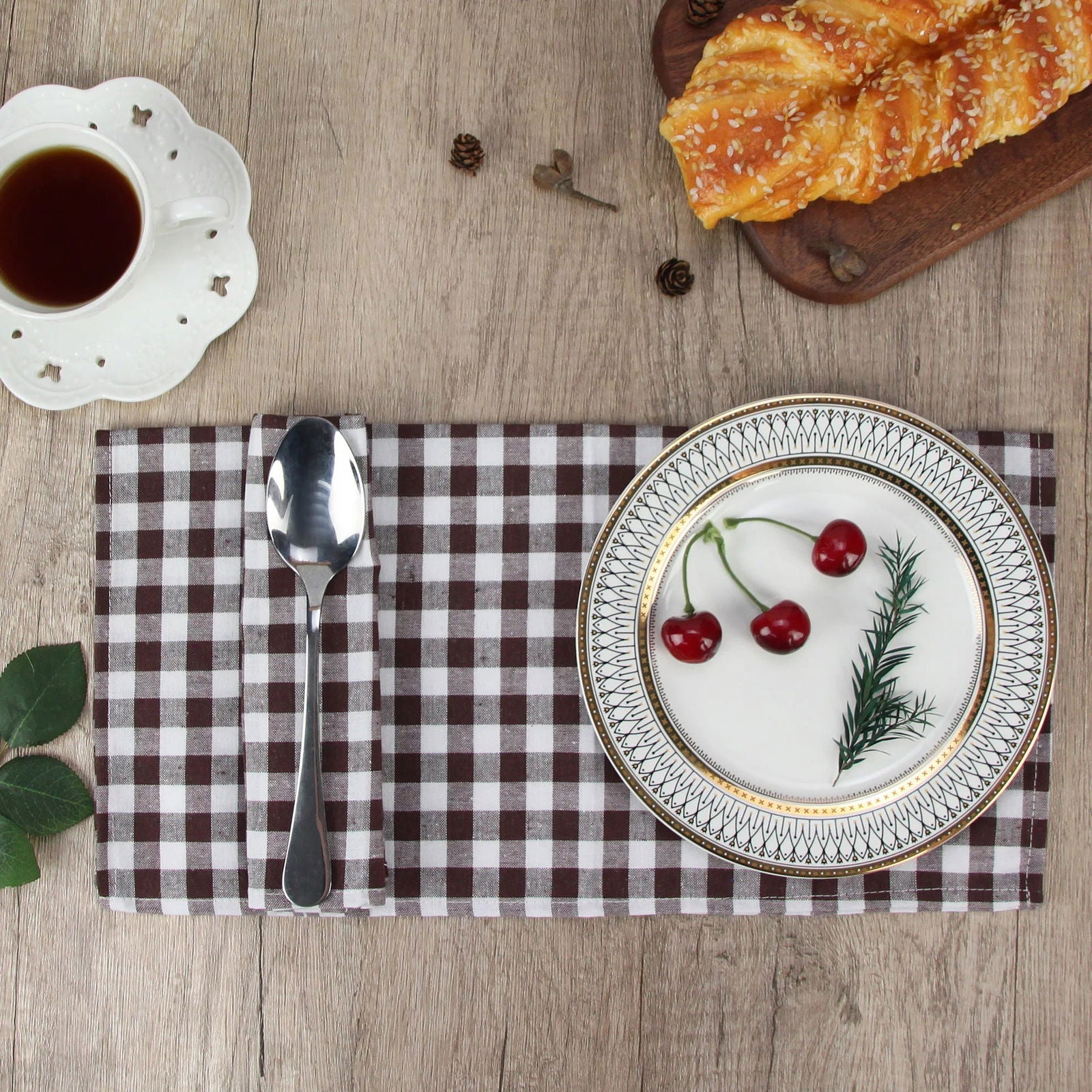 Serviette de table ensemble de 12 tartan en polycoton – Image 11