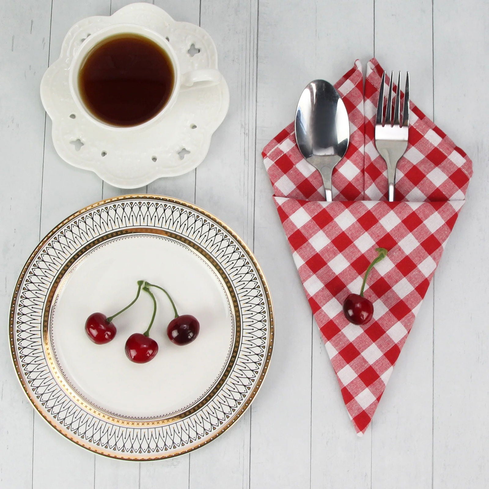 Serviette de table ensemble de 12 tartan en polycoton – Image 12
