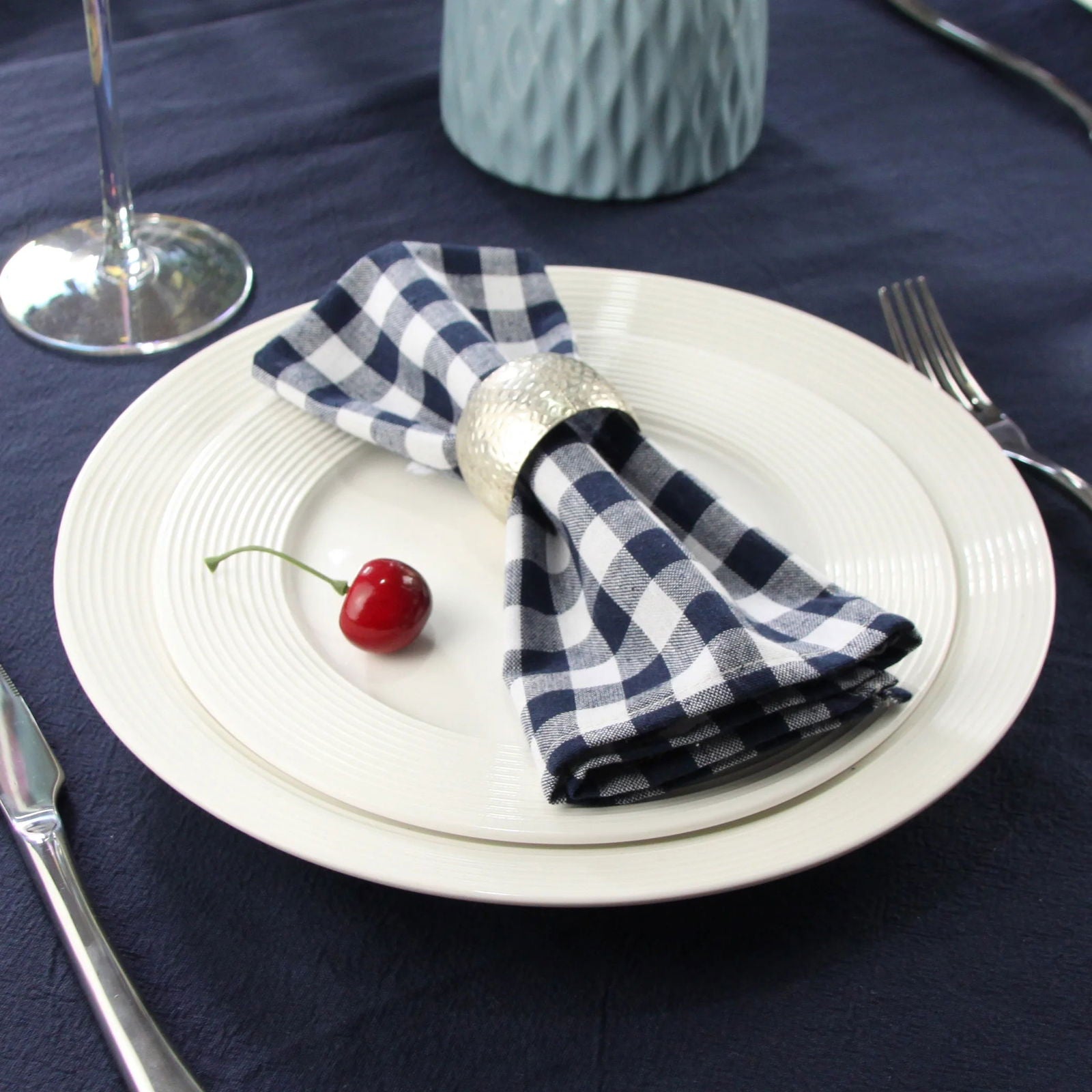 Serviette de table ensemble de 12 tartan en polycoton – Image 13