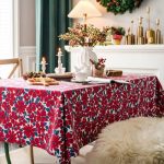Nappe En Coton Et Lin Imprimée Fleurs Rouges