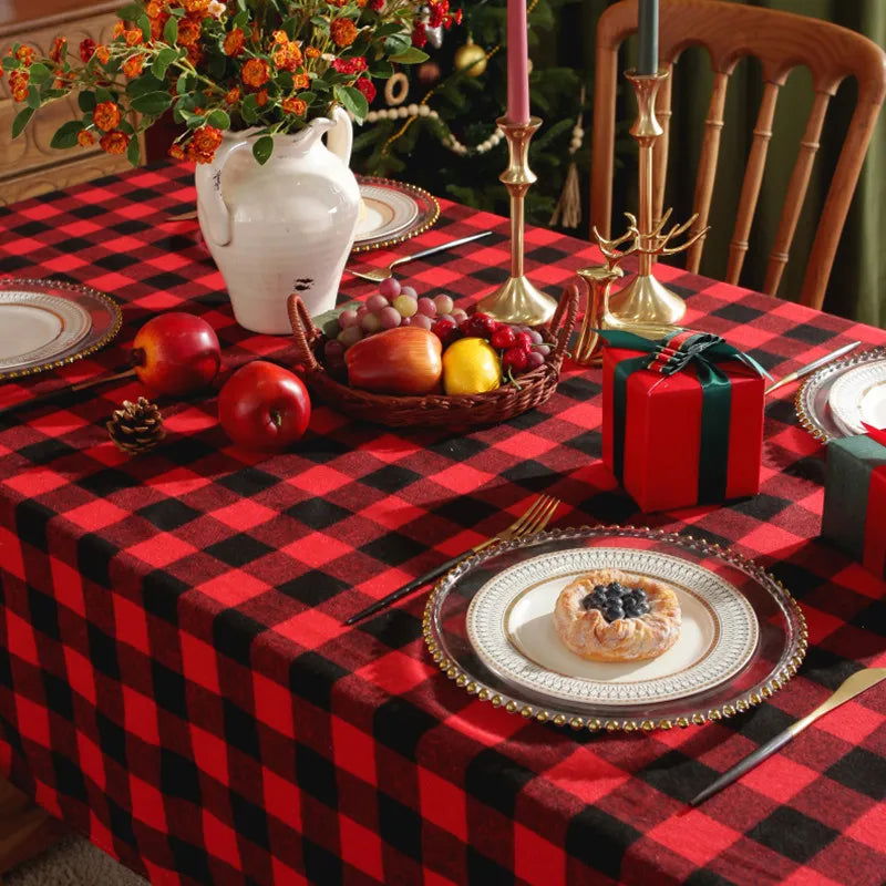 Nappe Carrée tartan polycoton rouge noir – Image 3