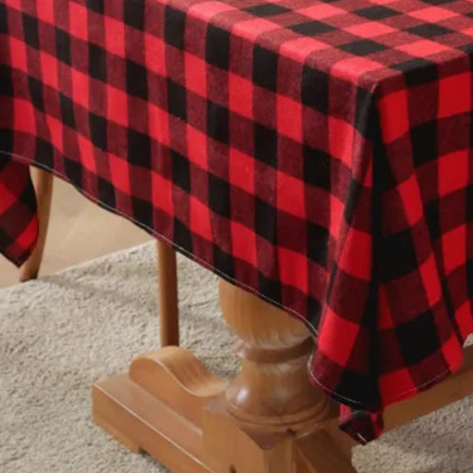 Nappe Carrée tartan polycoton rouge noir – Image 4