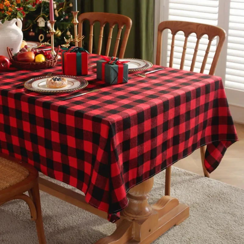 Nappe Carrée tartan polycoton rouge noir – Image 5