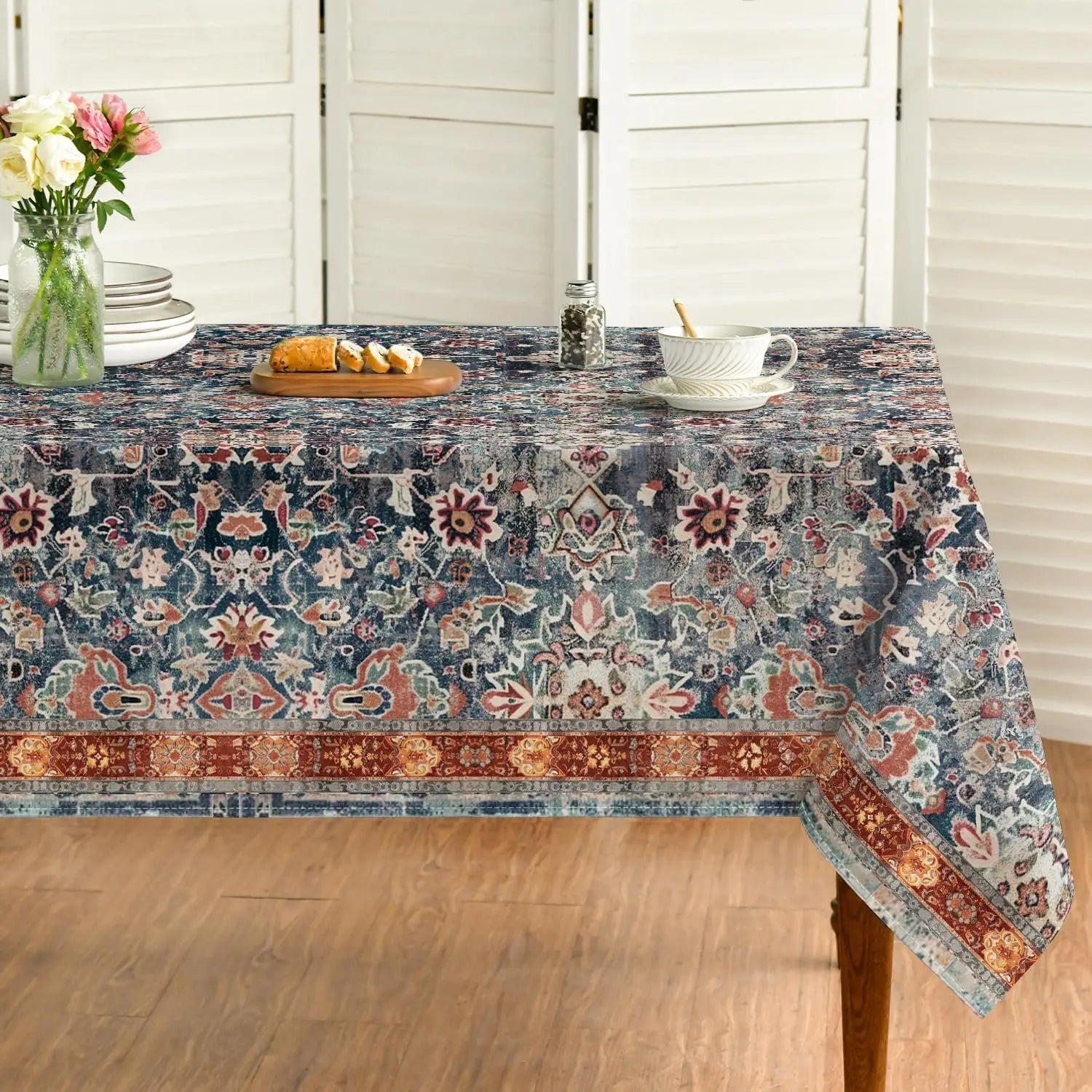 Nappe antitache imprimée fleuri style Boho