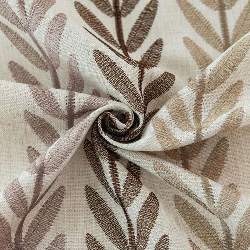 Nappe carrée en coton et lin à motifs feuilles chevronnées – Image 4