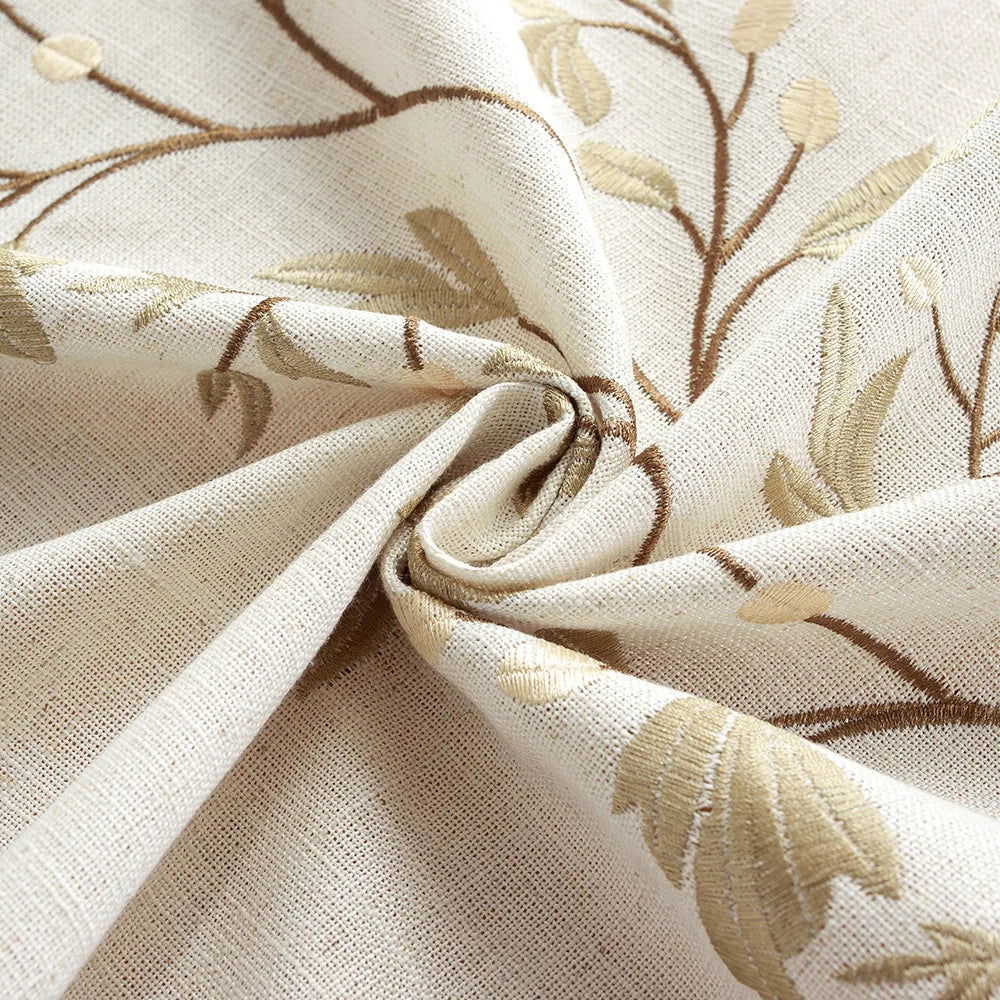 Nappe carrée en coton et lin à motif feuillage – Image 4
