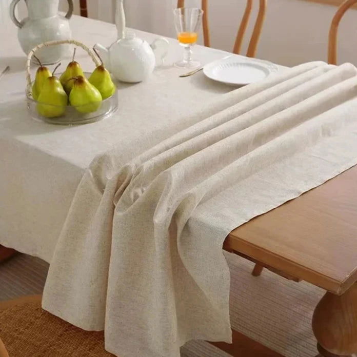 Nappe carrée en coton beige – Image 3