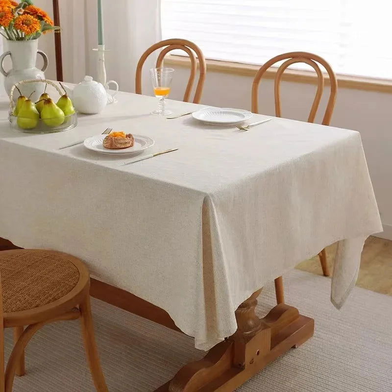 Nappe carrée en coton beige – Image 4