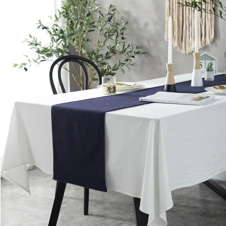 Nappe carrée en coton blanc – Image 3