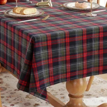 Nappe carrée Noël tartan bleu – Image 3