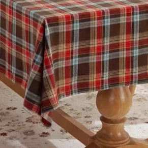 Nappe carrée festive tartan marron en polyester – Image 5