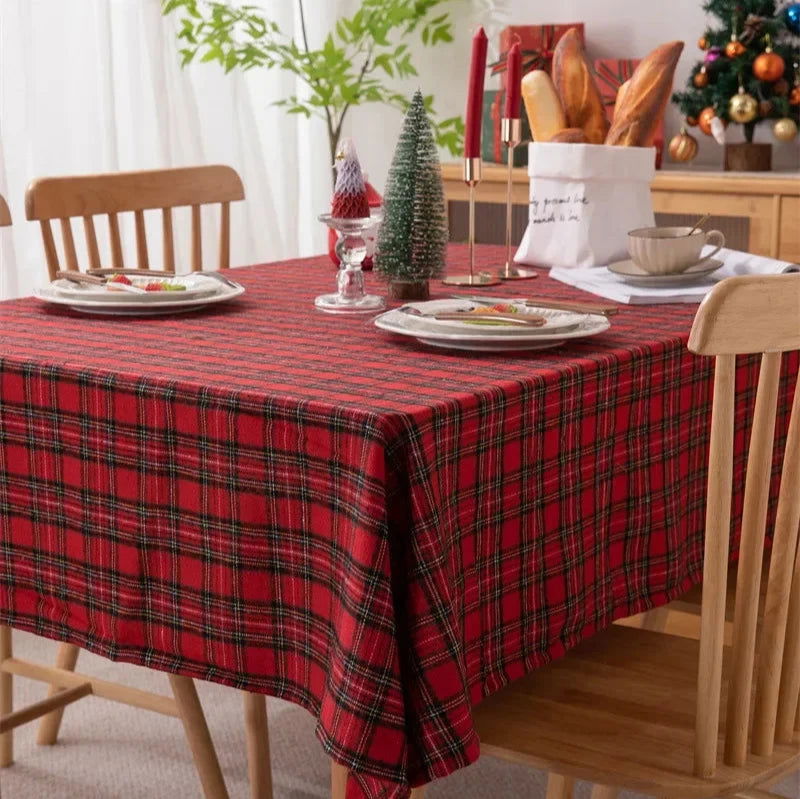 Nappe carrée festive tartan rouge – Image 3