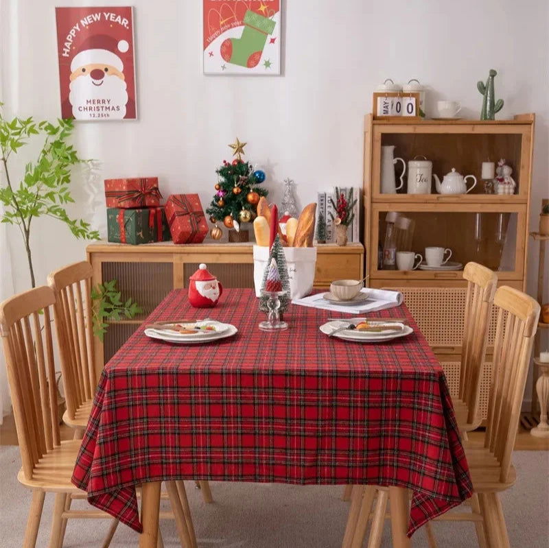 Nappe carrée festive tartan rouge – Image 6