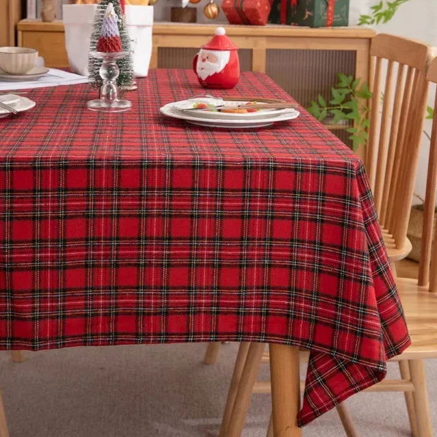 Nappe carrée festive tartan rouge – Image 7