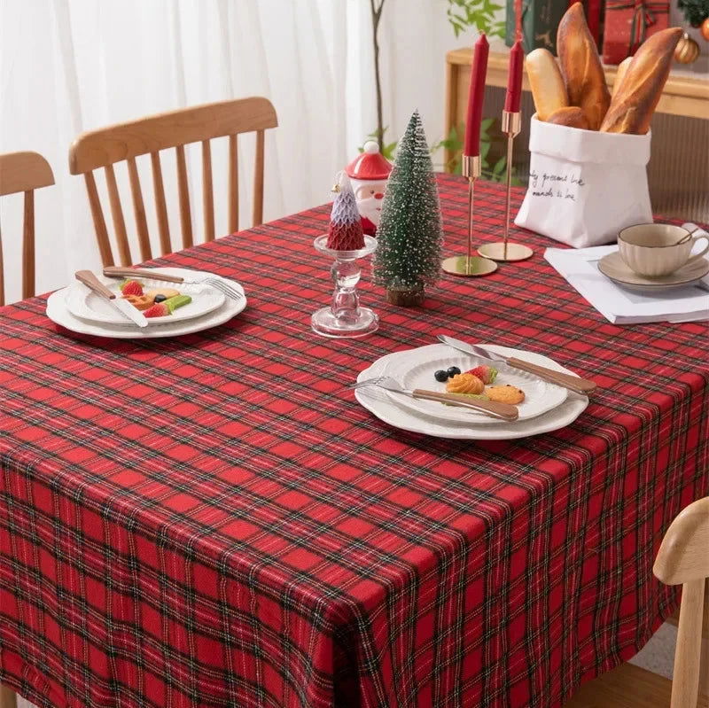 Nappe carrée festive tartan rouge – Image 8