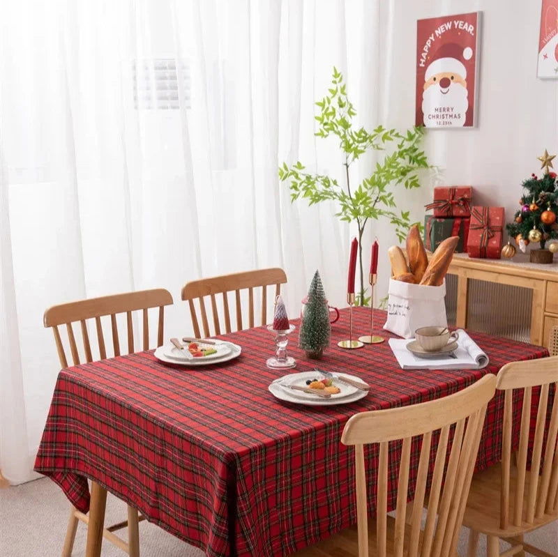 Nappe carrée festive tartan rouge – Image 9
