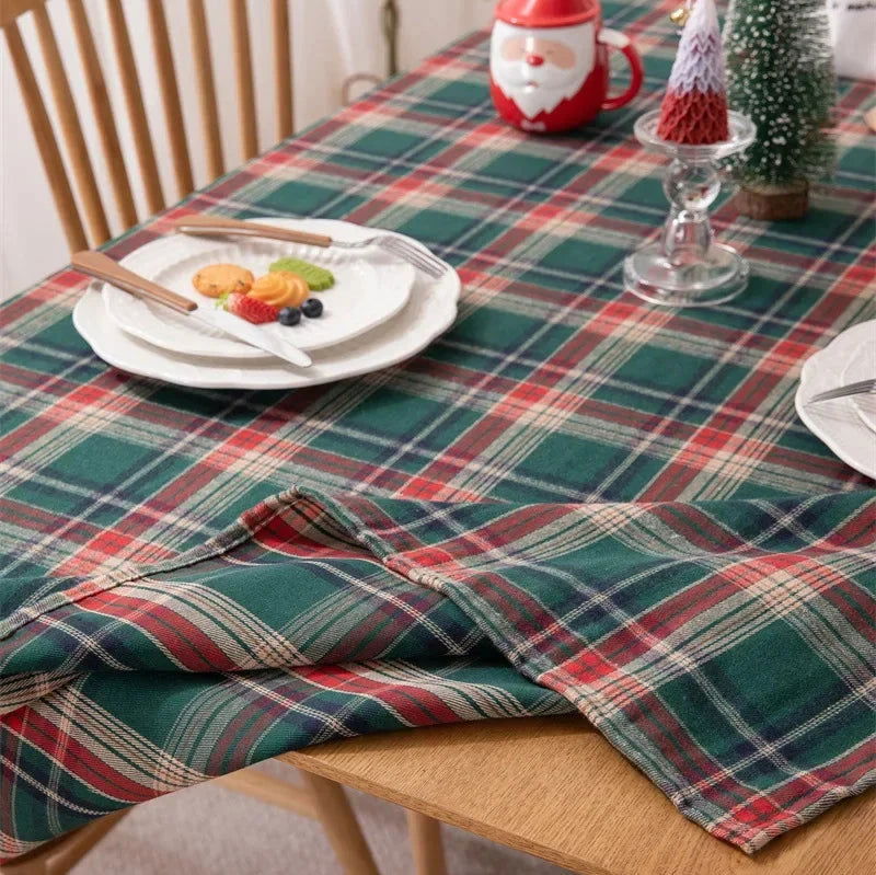 Nappe carrée tartan vert Noël – Image 3