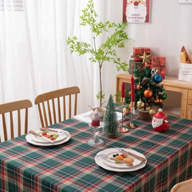 Nappe carrée tartan vert Noël – Image 4
