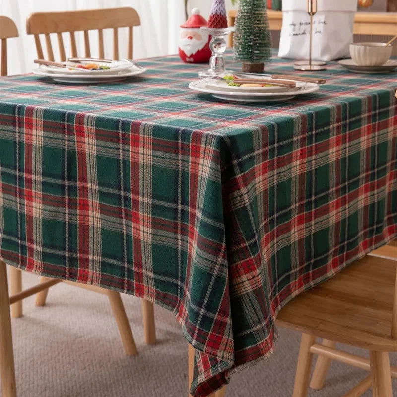 Nappe carrée tartan vert Noël – Image 5